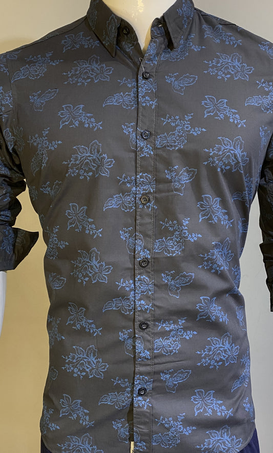 Sky Bloom Full-Sleeve Floral Printed Shirt For Men