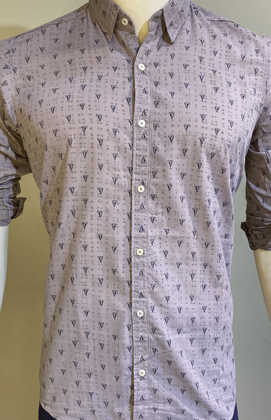 Lilac Charm  Full-Sleeve Printed Shirt For Men