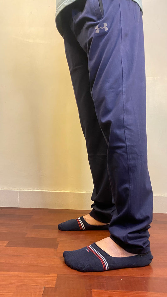 Navy Blue Color Soft Plain Cotton Jersey Trouser | Regular Fit | Side Pockets with Zip