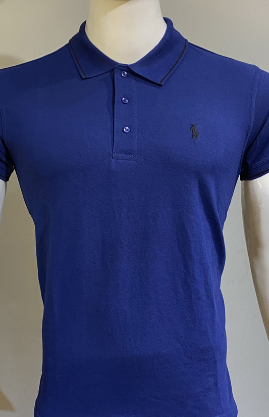 Petrol Blue Half-Sleeve Polo T-Shirt For Men