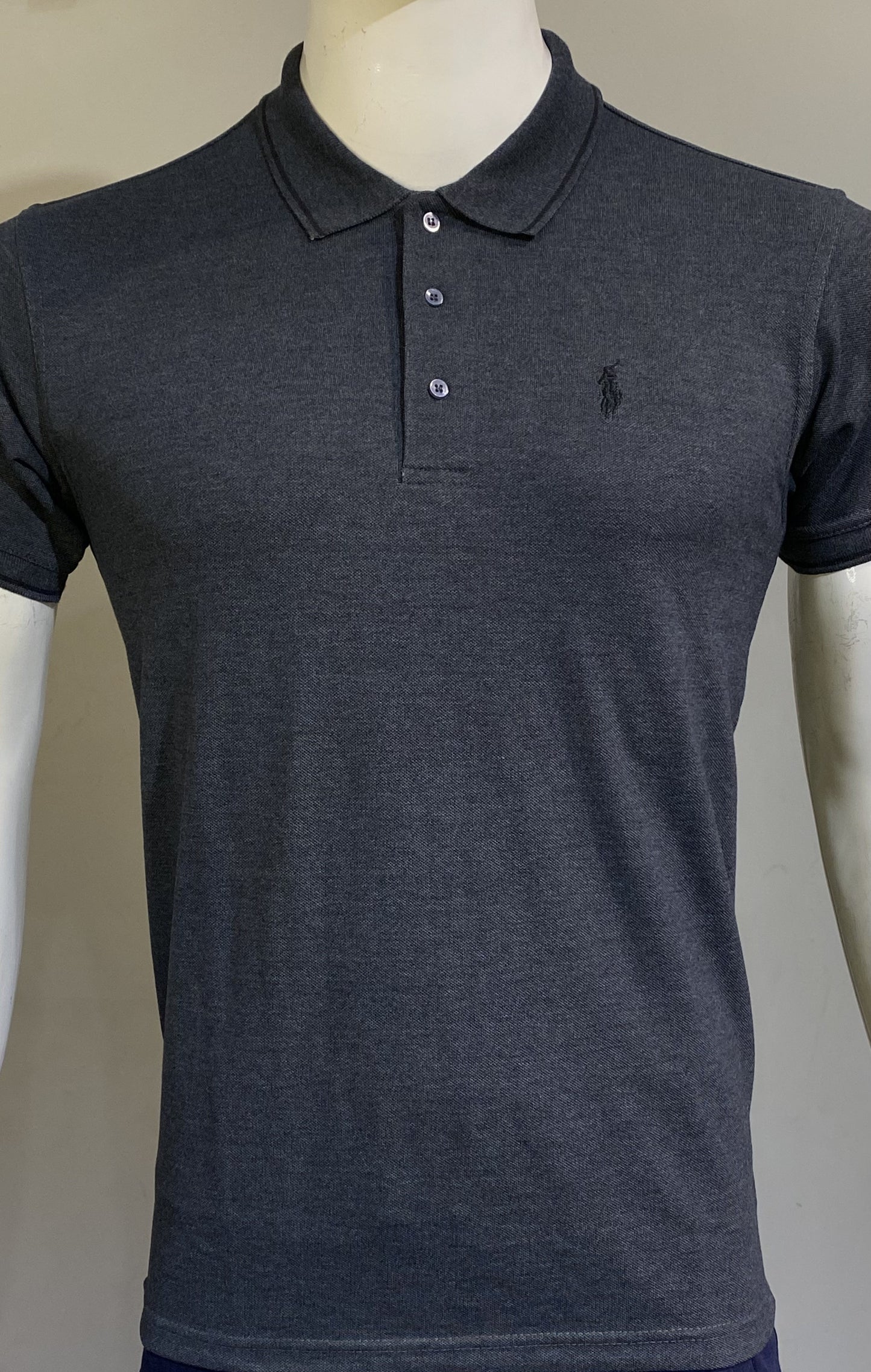 Charcoal Grey Half-Sleeve Polo T-Shirt For Men