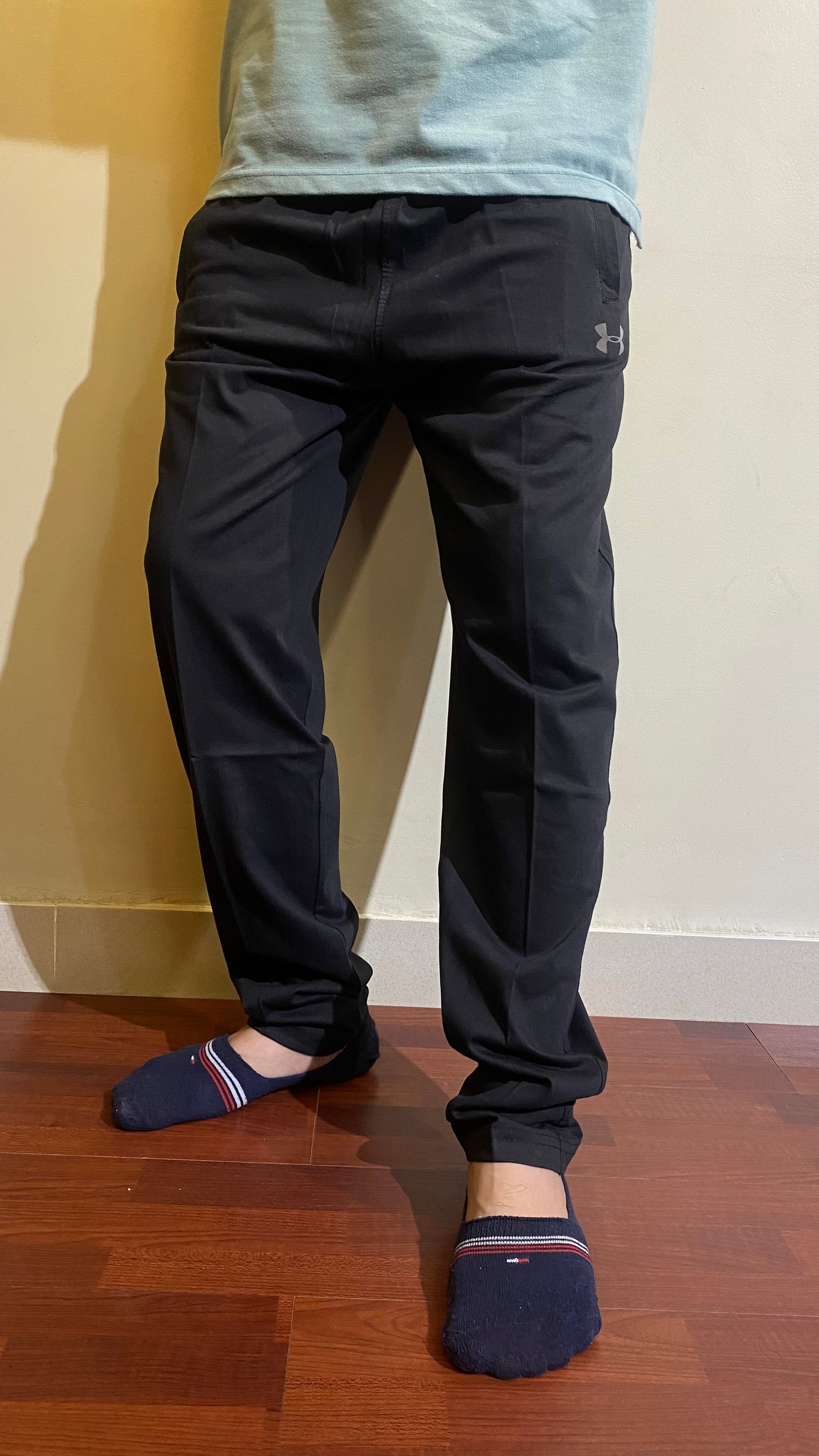 Black Color Soft Plain Cotton Jersey Trouser | Regular Fit | Side Pockets with Zip