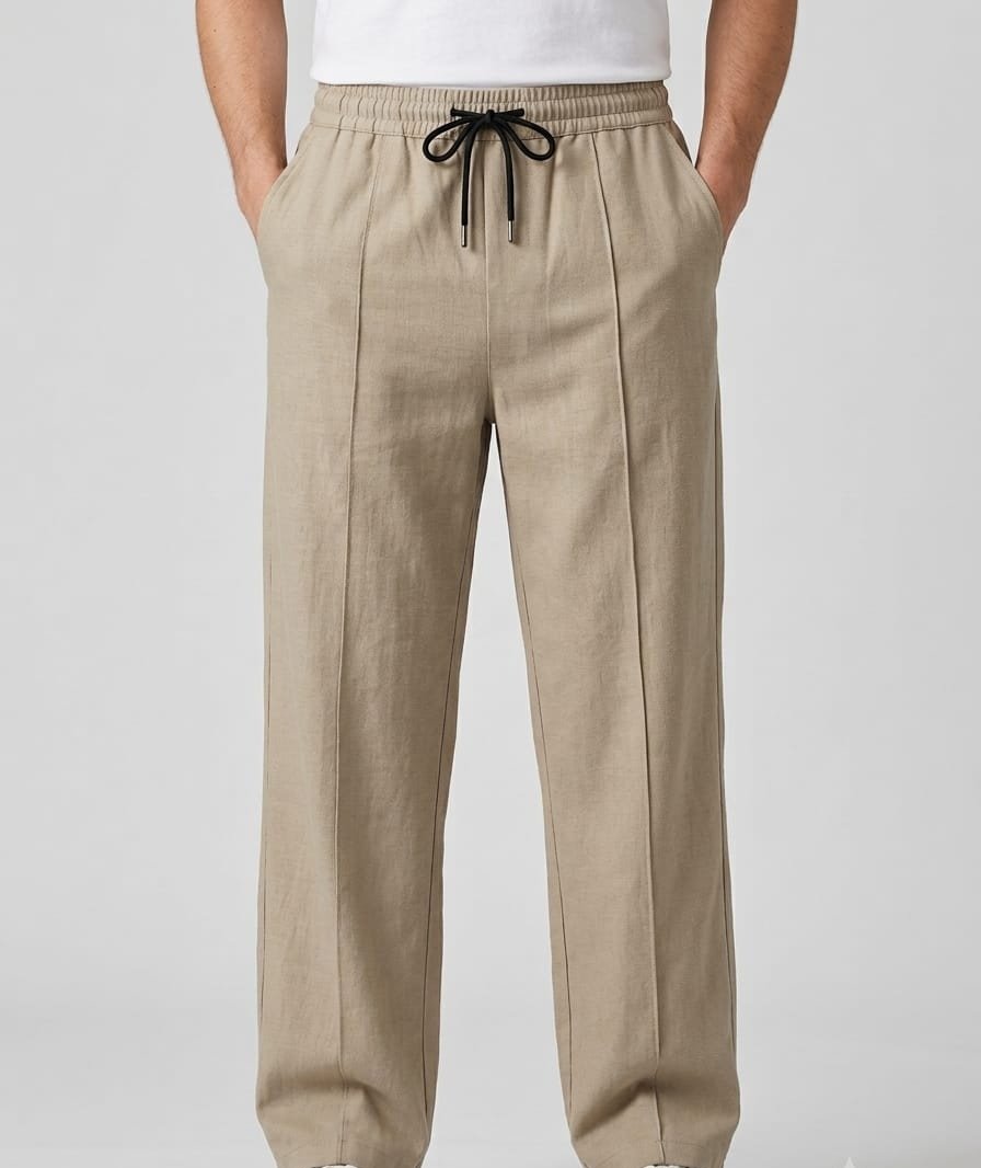 Beige Oxford Linen Trouser - Image 2