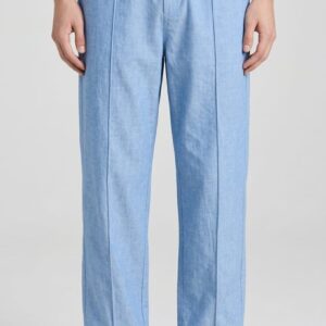 Men's Sky Blue Baggy Fit Trouser Drawstring Cotton Pants