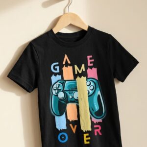 Game Over Graphic Print T-Shirt for Boys | Gamer Style Kids Tee