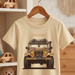 Trail Ready Jeep Print T-Shirt for Boys | Off-Road Adventure Kids Tee