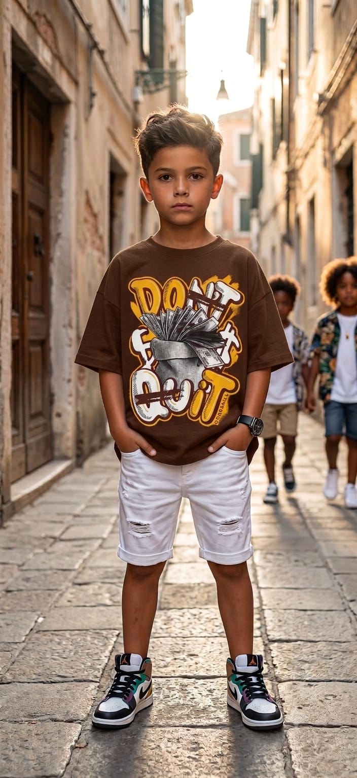 Don't Quit" Graffiti Print T-Shirt for Boys | Streetwear Style Kids Tee