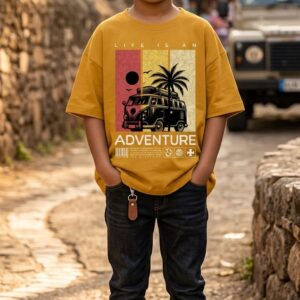 Kids Mustard Yellow "Life Is An Adventure" Graphic T-Shirt