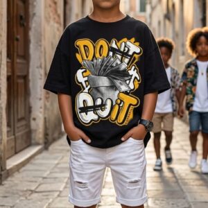 Kids Black "Don't Quit" Graphic Print T-Shirt