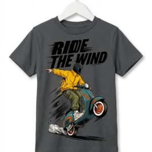 Ride the Wind" Scooter Rider Graphic Kids T-Shirt