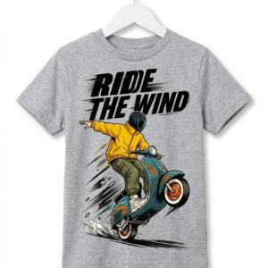 Ride the Wind" Scooter Rider Graphic Kids T-Shirt