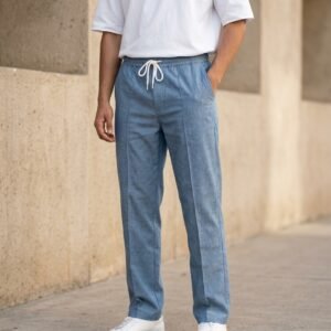 Steel Blue Oxford Linen Trouser