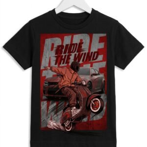 Ride the Wind" Scooter Rider Graphic Kids T-Shirt