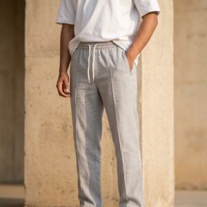 Men's Grey Oxford Linen Trouser