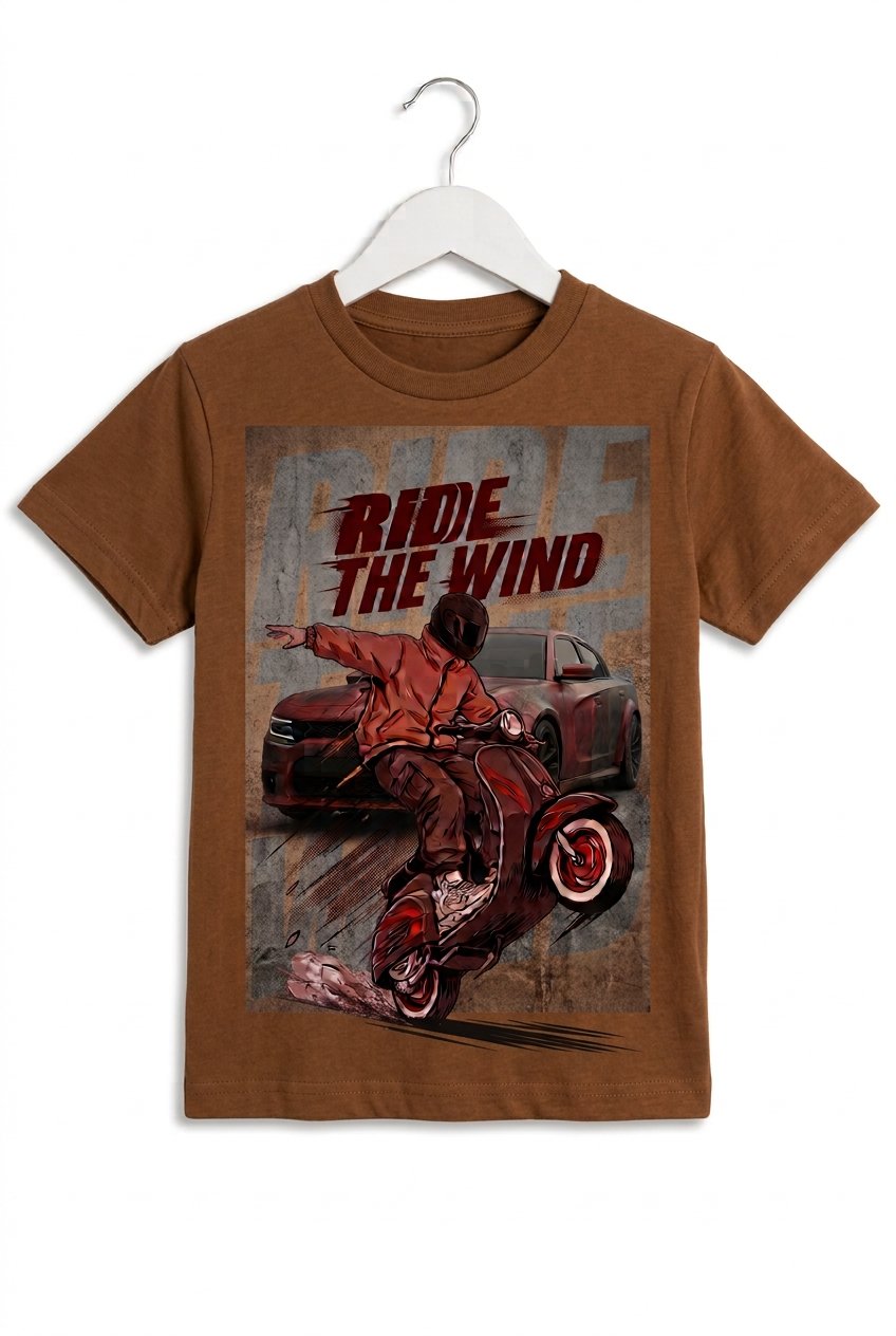 Ride the Wind" Scooter Rider Graphic Kids T-Shirt