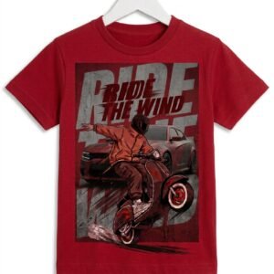 Ride the Wind" Scooter Rider Graphic Kids T-Shirt